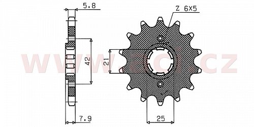 řetězové kolečko pro sekundární řetězy typu 520, SUNSTAR (16 zubů)